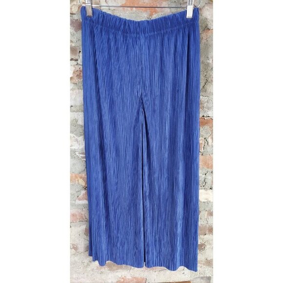 Bershka Pants - Bershka Blue Pants Womens Sz L Pleated Wide Leg C